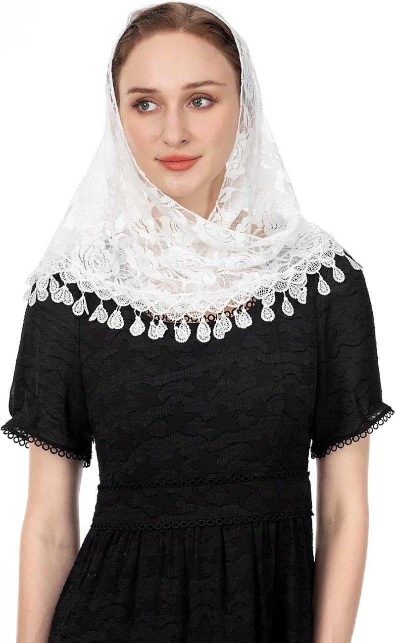 Wgior حجاب مثلث للكنيسة - غطاء رأس دانتيل كاثوليكي لتغطية النساء أثناء القداس - Image 2
